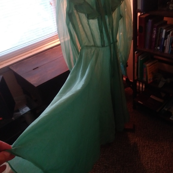 VGE-50s-Dress-Mint-Green-Nylon-Chiffon-LRGE 10-12 - Picture 2 of 8